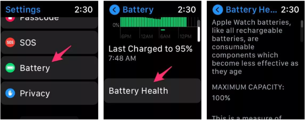 یافتن Battery Health در اپل واچ